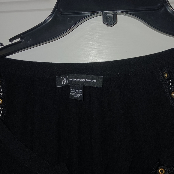 INC Women's Long sleeveBlack  Top with gold embellishment, Size L - Picture 2 of 7